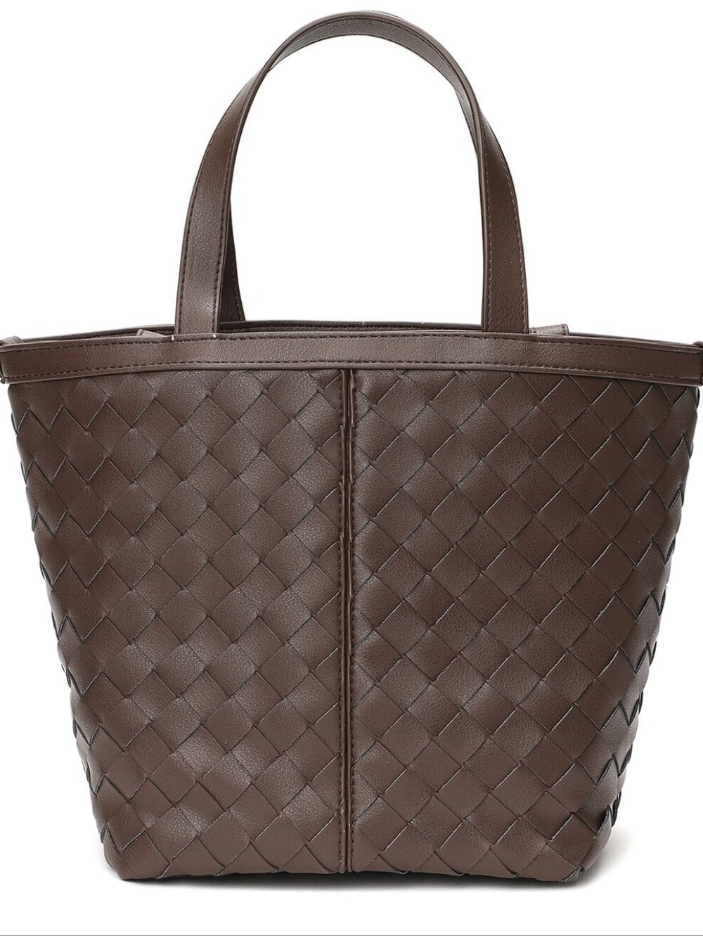 Tiffany & Fred Paris Woven Leather Top Handle Shoulder Bag Dark Brown NWT